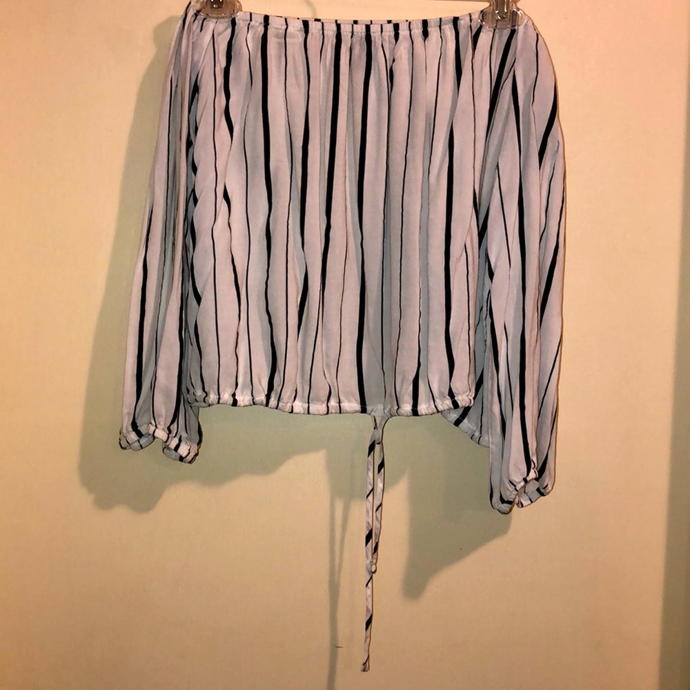 long sleeved, cropped, off the shoulder top